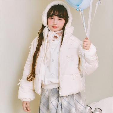 【撥水・蓄熱】ミニリボンパフショートブルゾン