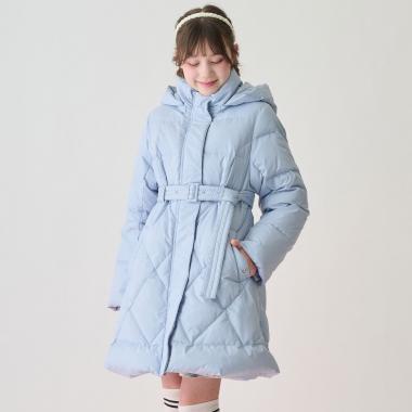 【撥水】リボンベルトつき美シルエットロングダウン