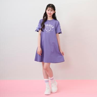 【接触冷感】リボンカレッジロゴTシャツワンピース