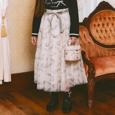 音符柄ベルトフリルチュールスカート♪