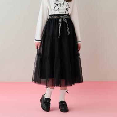 音符柄ベルトフリルチュールスカート♪