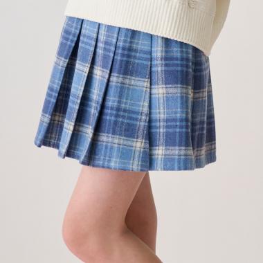 シャギーチェックラップ風プリーツスカート（スパッツつき）
