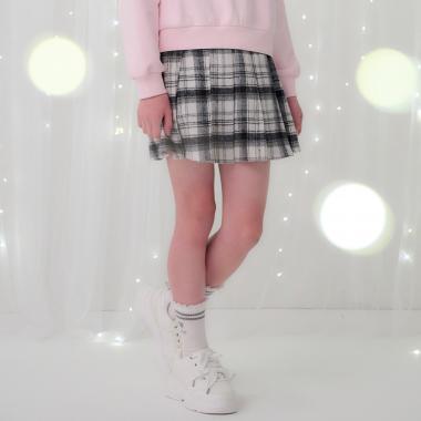 シャギーチェックラップ風プリーツスカート（スパッツつき）