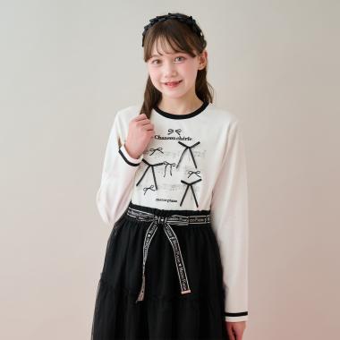 リボン＆音符長袖Ｔシャツ♪