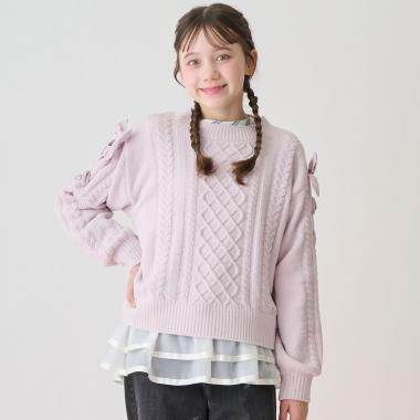 レースアップモールニット