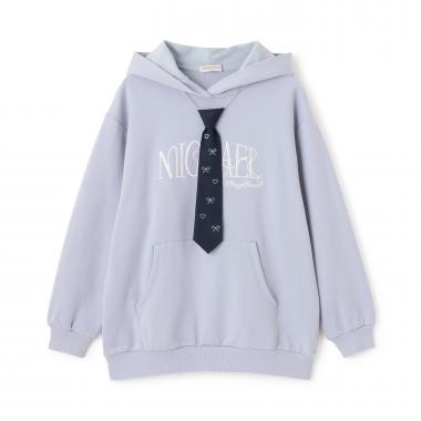 ビジューネクタイつきBIGパーカ