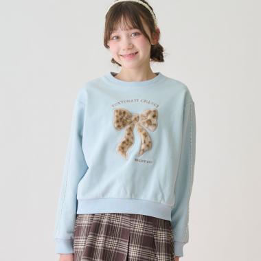 リボンアップリケトレーナー