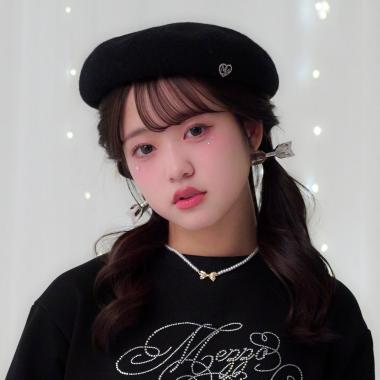 ベロアリボンベレー帽