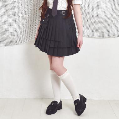 レターポーチつき3段プリーツスカパン