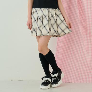 レースアップボックスプリーツスカパン