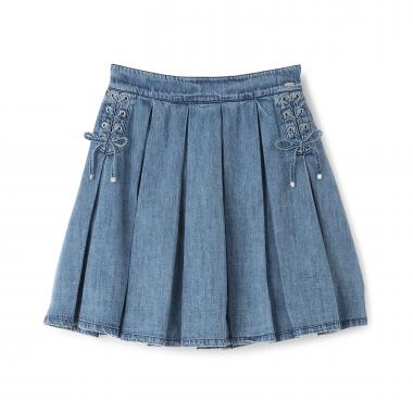 レースアップボックスプリーツスカパン