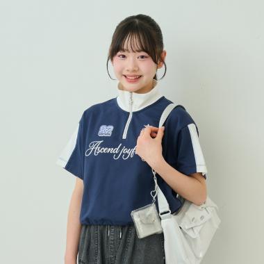 ハーフジップ半袖Tシャツ