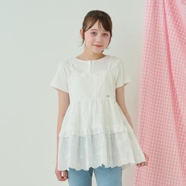 リボンレースチュニック＆【接触冷感】Tシャツセット