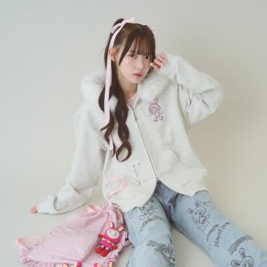 【WEB限定】復刻♪ひょう柄ベリエちゃんフェイクファーフーディジップパーカ