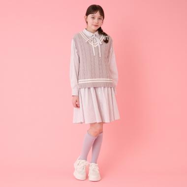 ニットベスト＆シャツワンピースセット