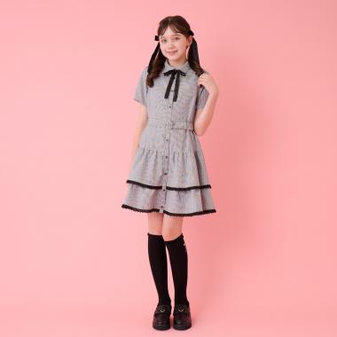 ティアードシャツミニワンピース
