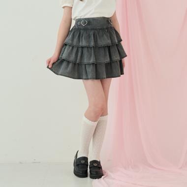 ハートバックルベルトつきティアードスカパン