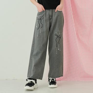 【接触冷感】デニムキラキラワイドパンツ