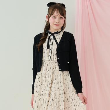 透かし柄ラインストーンボタンカーディガン♪