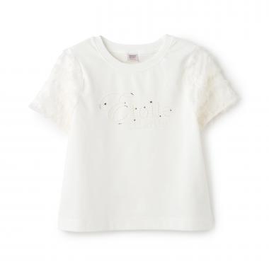 【接触冷感】袖チュールフリルTシャツ