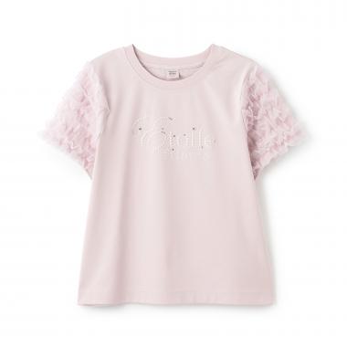 【接触冷感】袖チュールフリルTシャツ