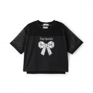 メッシュドッキングリボンアップリケTシャツ＆タンクトップセット