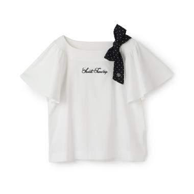 【接触冷感】フレアスリーブリボンTシャツ