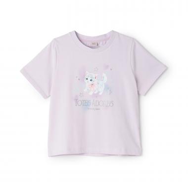 【接触冷感】ふわふわねこちゃんTシャツ