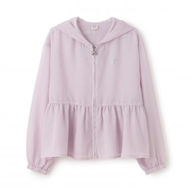 【接触冷感・UVカット】ペプラムシアーパーカ