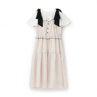 ショルダーリボンジャンパースカート＆【接触冷感】インナーセット