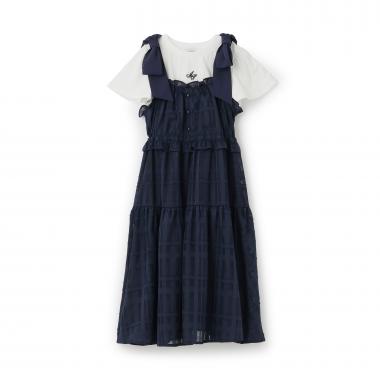 ショルダーリボンジャンパースカート＆【接触冷感】インナーセット