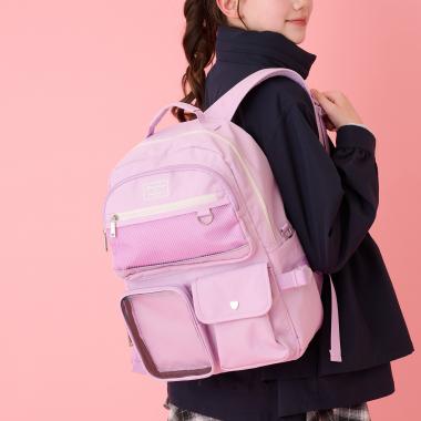 【撥水】チャームつきクリアポケットリュック　20L