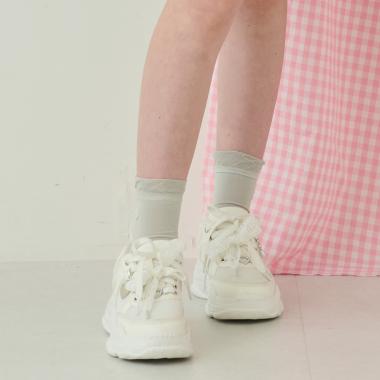 ラメ＆ロゴ刺しゅうソックス