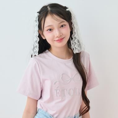 【接触冷感】ぷっくりキラキラリボンTシャツ