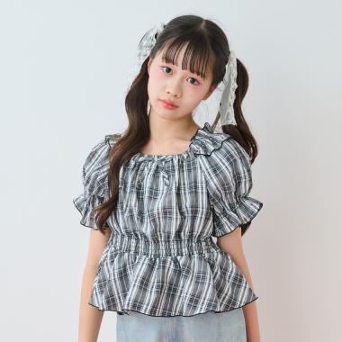 シャーリングフリルブラウス×【接触冷感】キャミソールセット