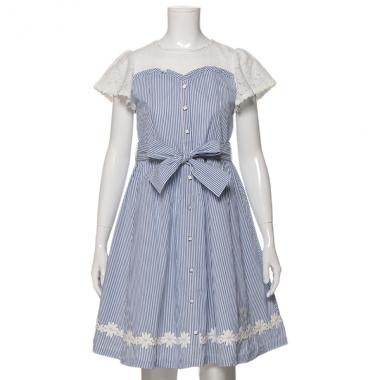 ストライプレースドッキングワンピース