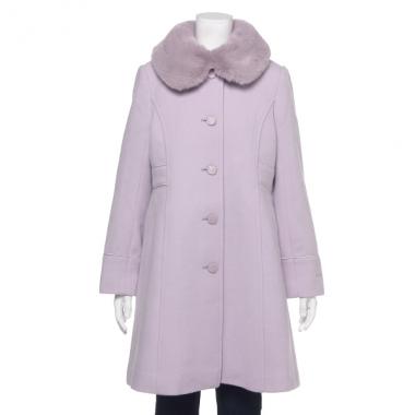 フェイクファー衿つきロングコート