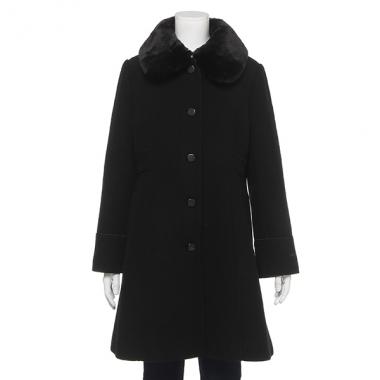 フェイクファー衿つきロングコート