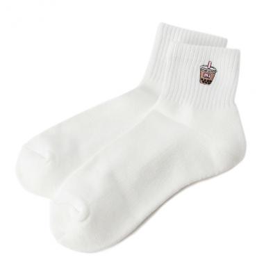 モチーフ刺しゅうつき裏パイルソックス