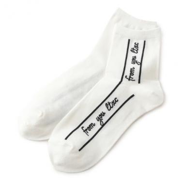 ガーリーロゴラインクルーソックス