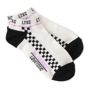 チェッカー柄ロゴスニーカーインソックス