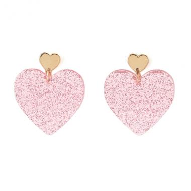 クリアラメハートイヤリング