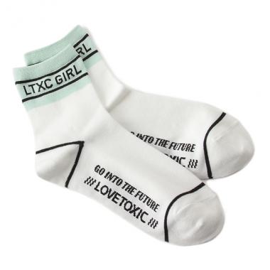 リブバイカラーロゴクルーソックス