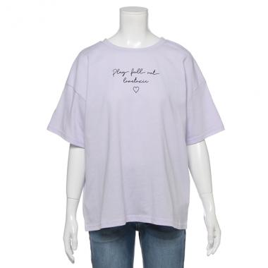 吸水速乾 ガーリーロゴ刺しゅうプリントTシャツ