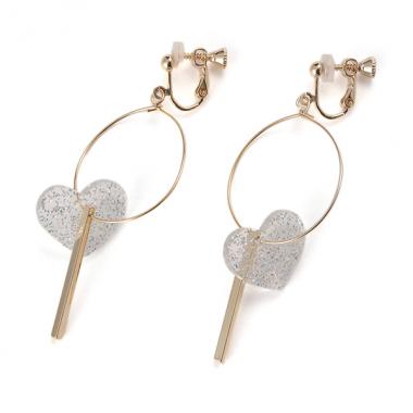 プラハート×スティックつきフープイヤリング