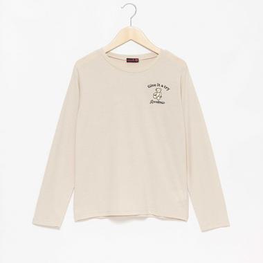 モチーフ刺しゅうバックデザインTシャツ