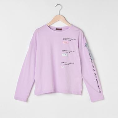 テープ×ロゴ袖スリットTシャツ