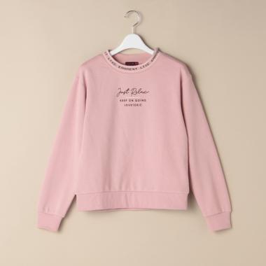 裏毛 衿リブロゴトレーナー