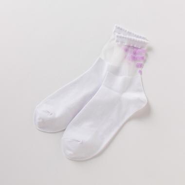 バックロゴ透けクルーソックス