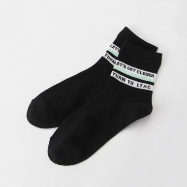 バイカラーラインロゴクルーソックス